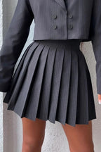 Chic Preppy Blazer Mini Skirt Two Piece Set image 3