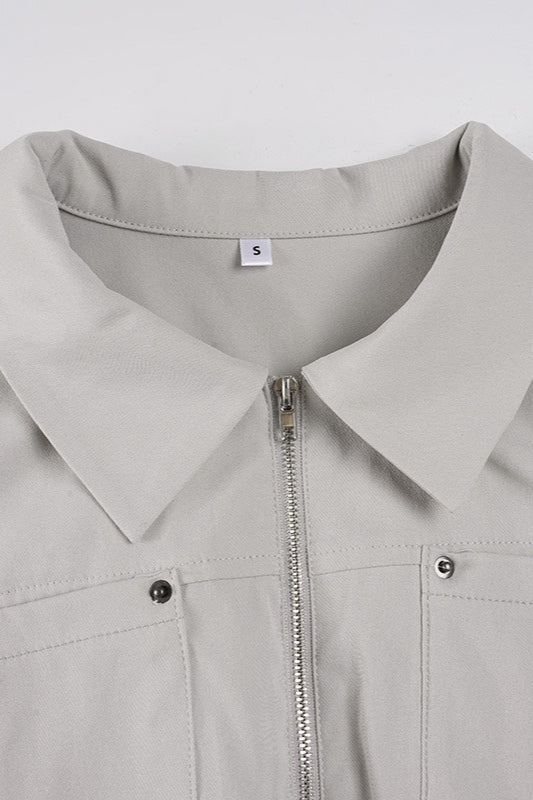 Zip Up Solid Color Utility Jacket image 14