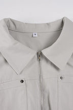 Zip Up Solid Color Utility Jacket image 14