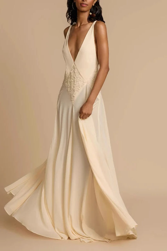 Deep V Neck Lace Patchwork Boho Dress image 5
