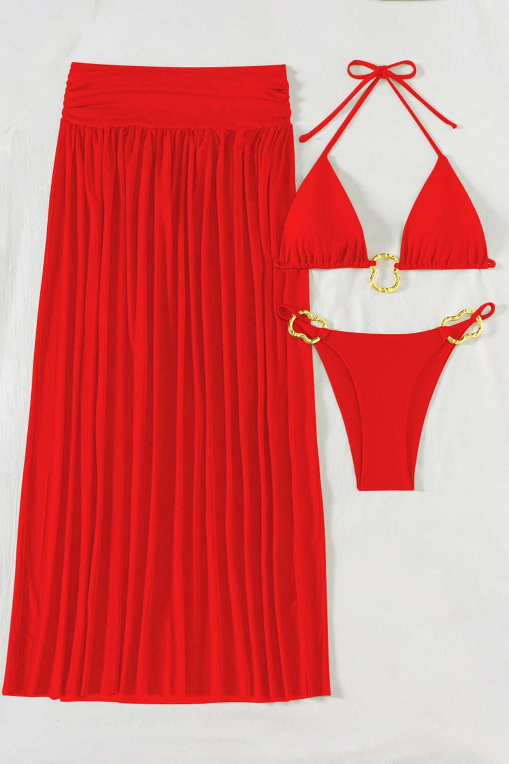 Ruched Fitted Three Piece Swim Set image 9
