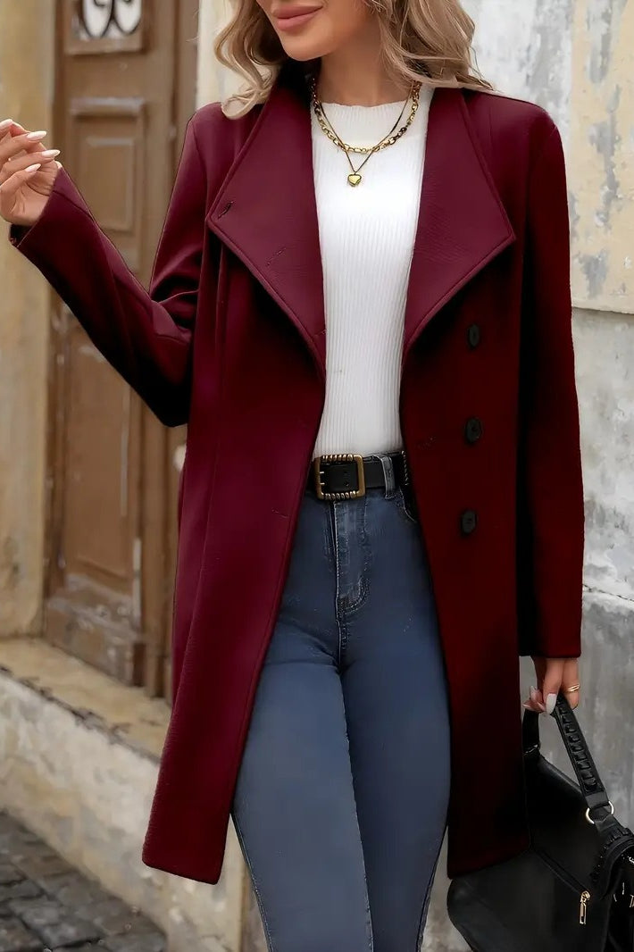 Wool Blend Mid-Length Single Breasted Coat image 7