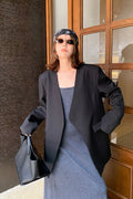 Oversized Black Casual Blazer image 3