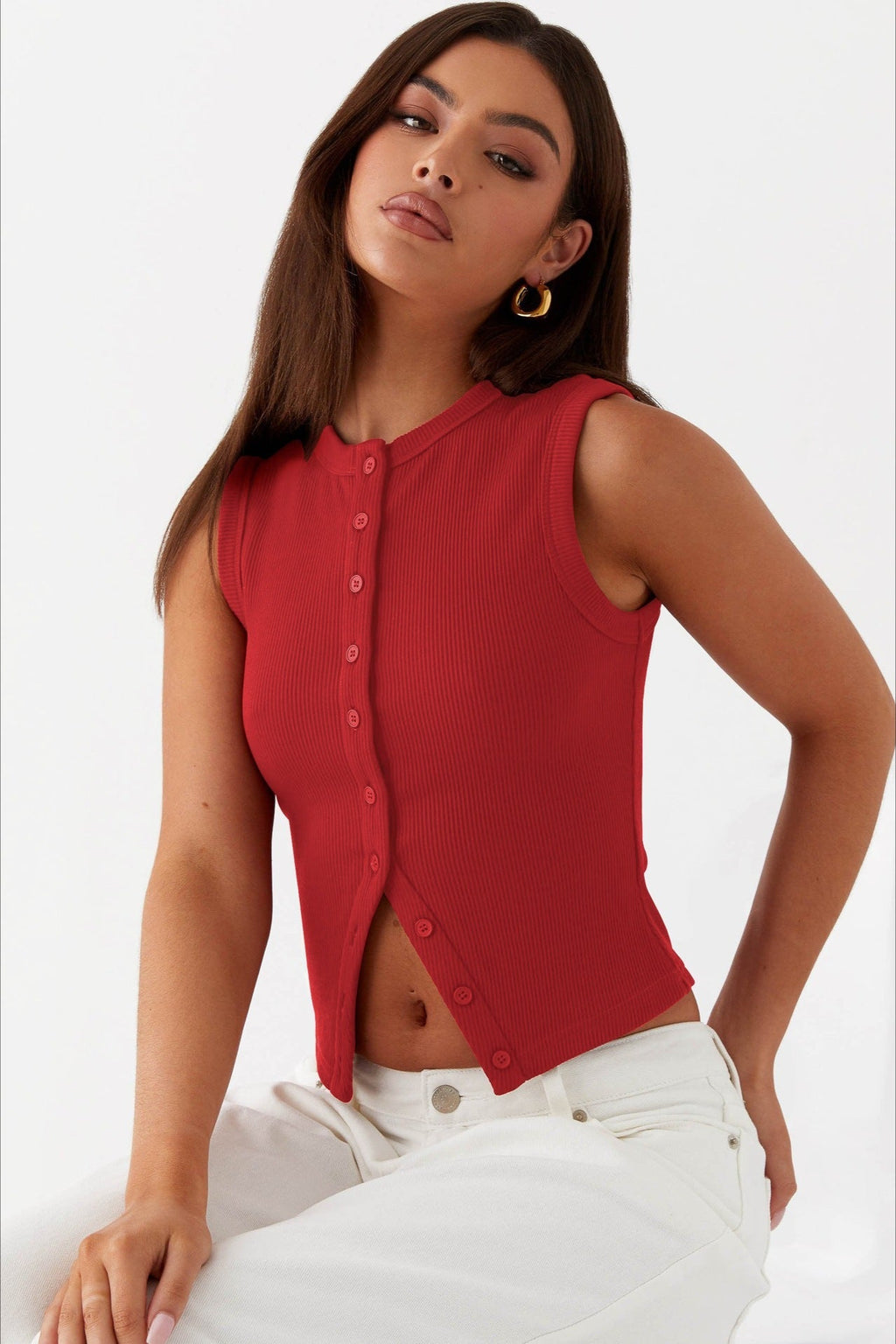 Round Neck Sleeveless Knit Top image 5