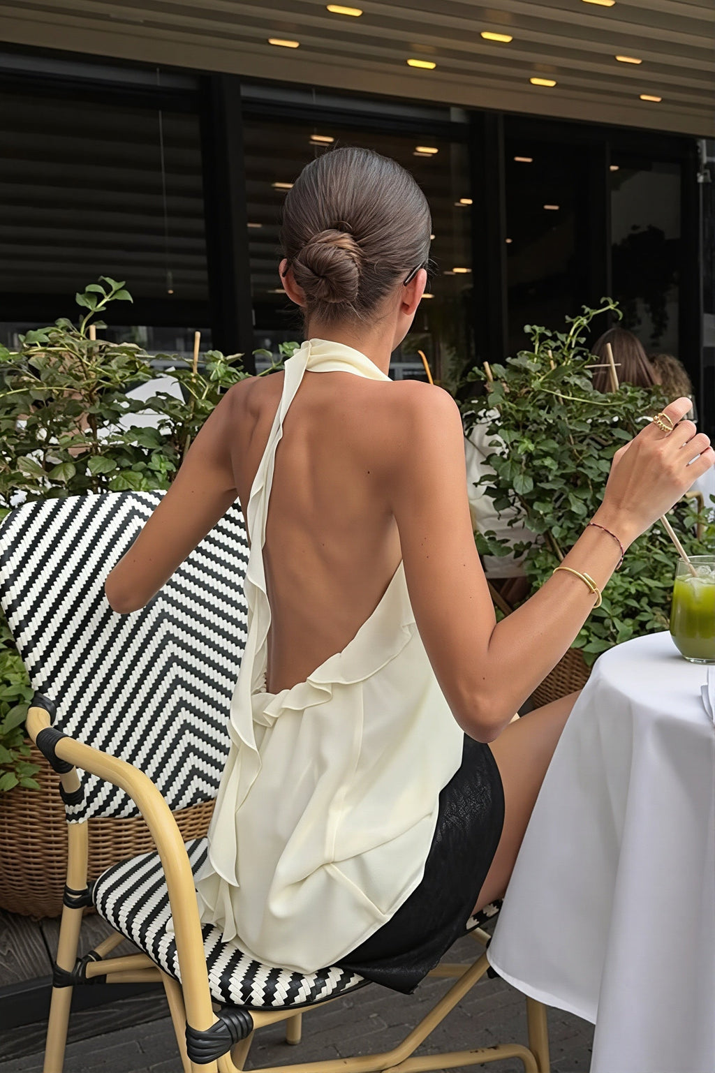 Ruffle Backless Chiffon Halter Top image 4