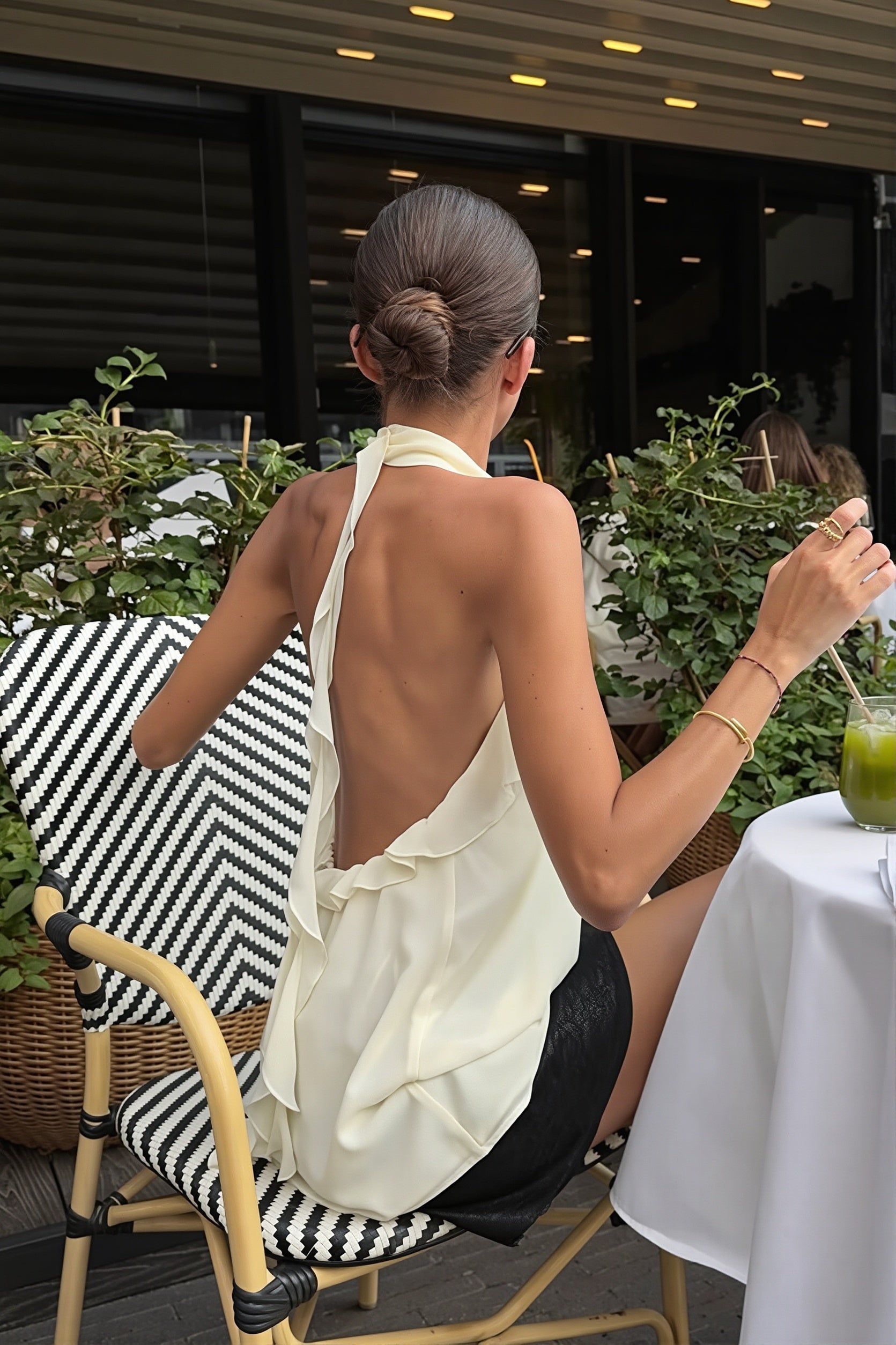 Ruffle Backless Chiffon Halter Top image 4