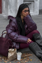 Solid Color Zipped Hooded Puffer Jacket image 5