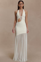 Asymmetrical Cutout Shirred Backless Fitted Maxi Dress image 3