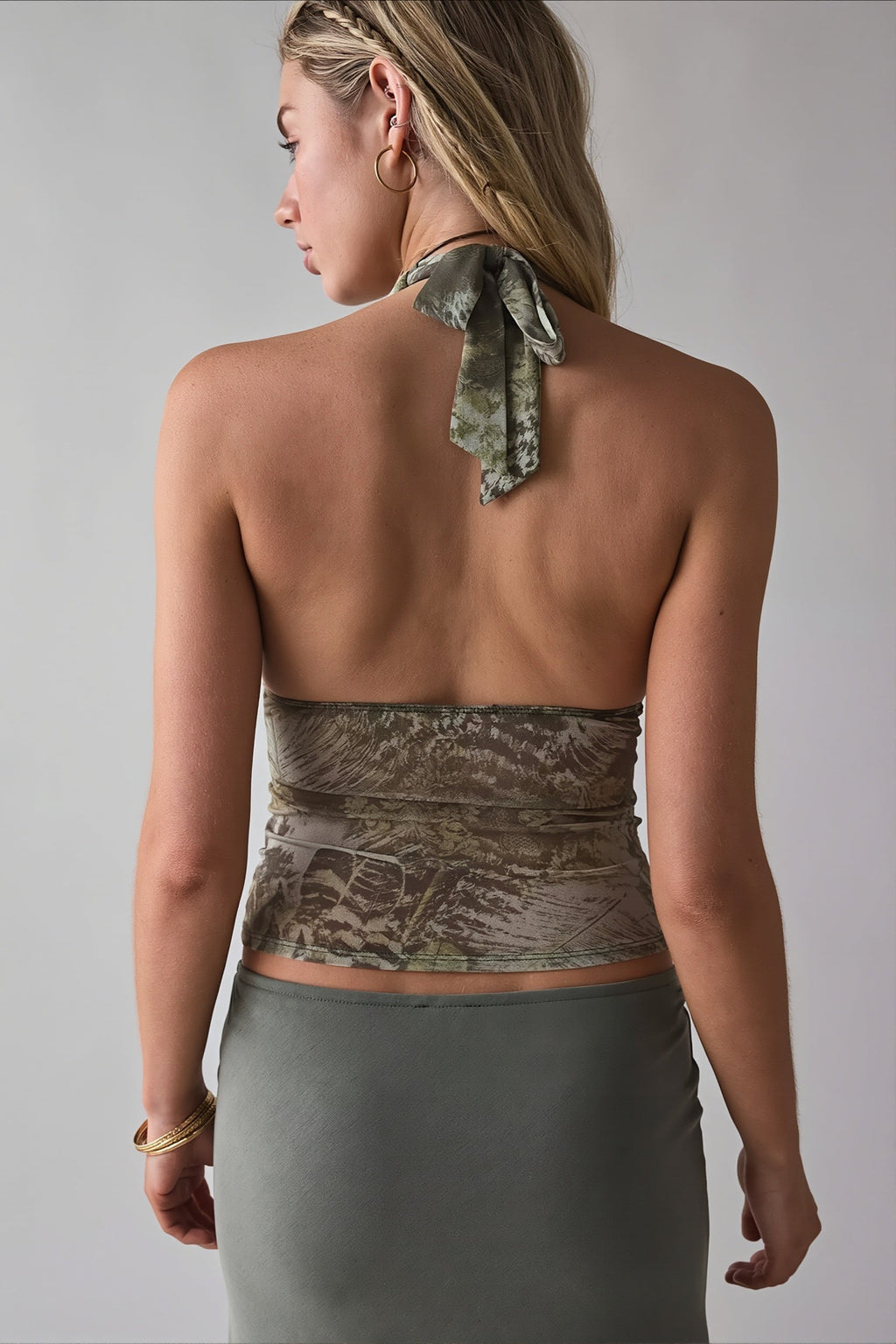 Stylish Printed Mesh Sexy Halter Top image 3