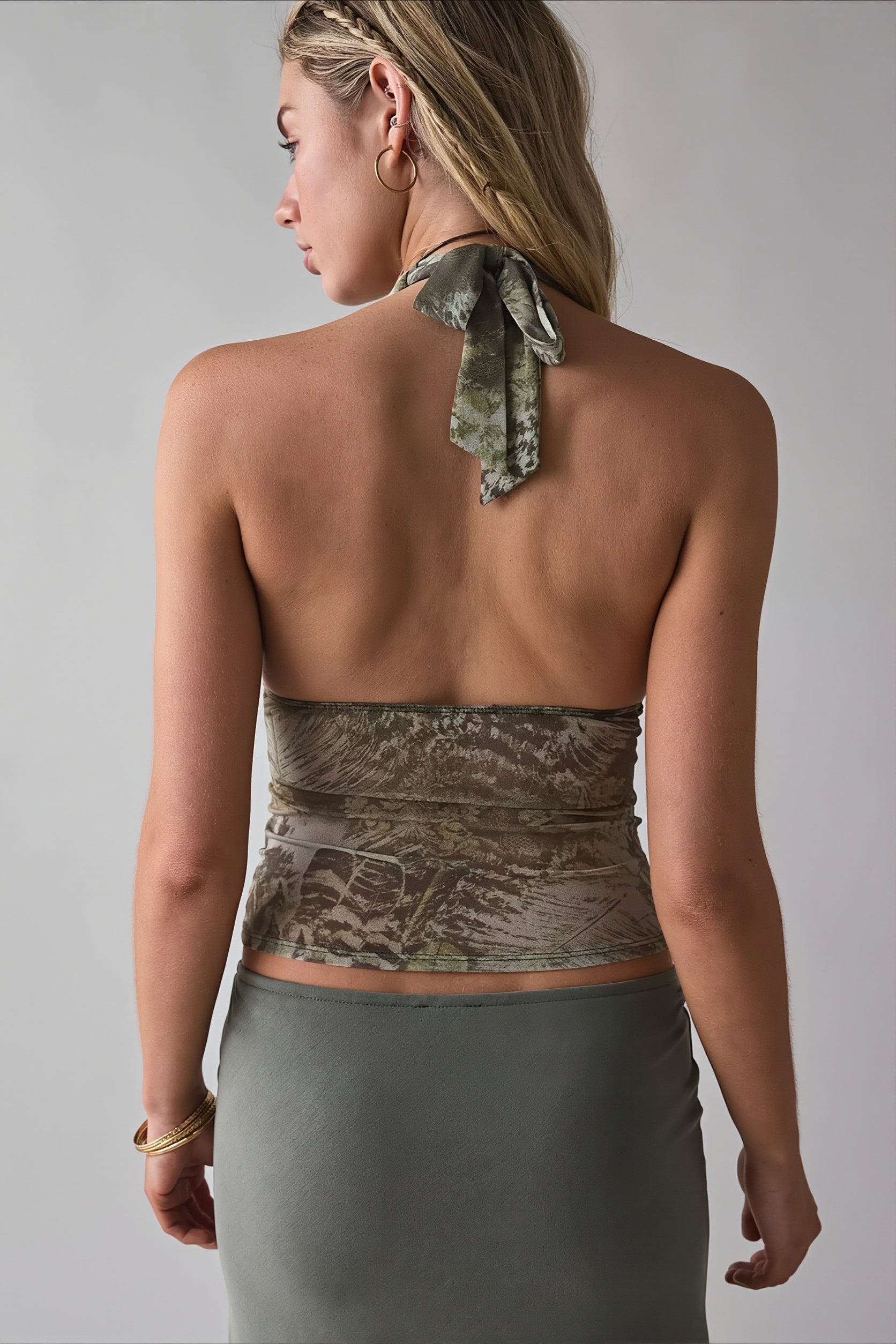 Stylish Printed Mesh Sexy Halter Top image 3
