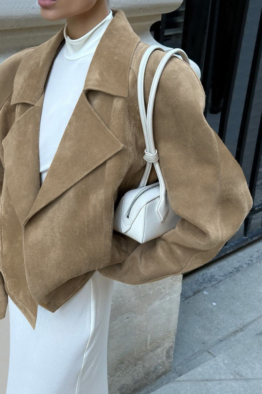 Vintage Suede Lad-Style Notch-Collar Coat image 2