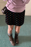 Fashionable Embroidered Polka Dot Velvet Skirt image 1