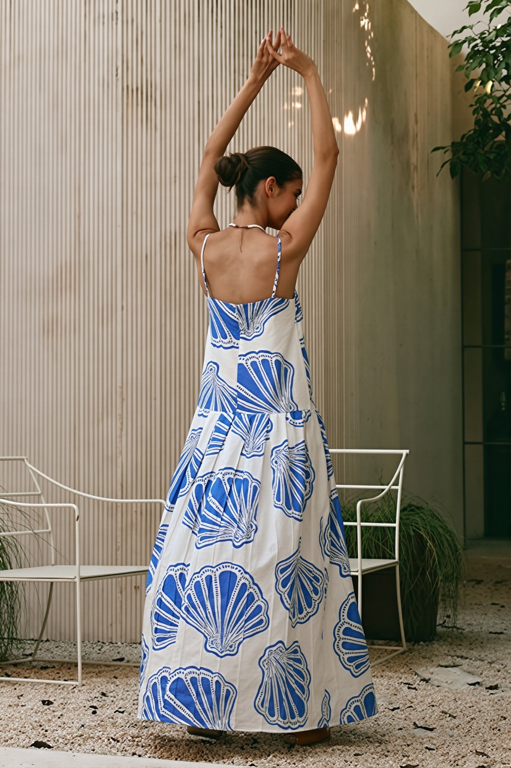 Linen Print Bandeau Loose Maxi Dress image 5