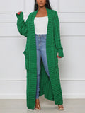 Knitted Solid Graceful Open Front Cardigan image 1