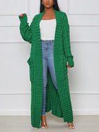 Knitted Solid Graceful Open Front Cardigan image 1