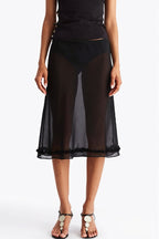 Sheer Polka Dot Casual High Waist Skirt image 5