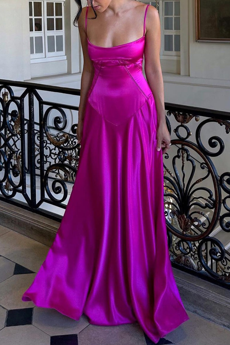 Sexy Cami Slim Fit Back Tie Long Prom Dress image 1