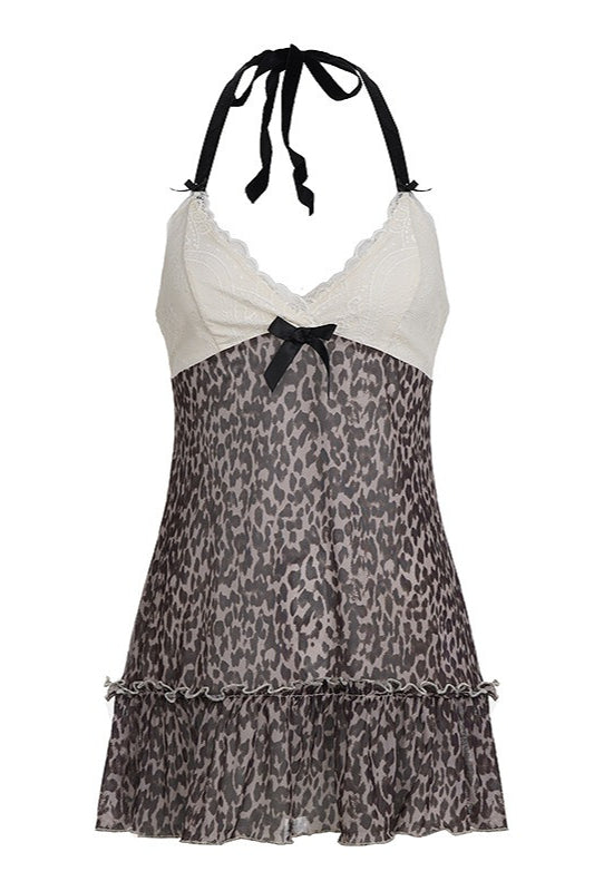 Leopard Lace Splice A Line Halter Top image 5
