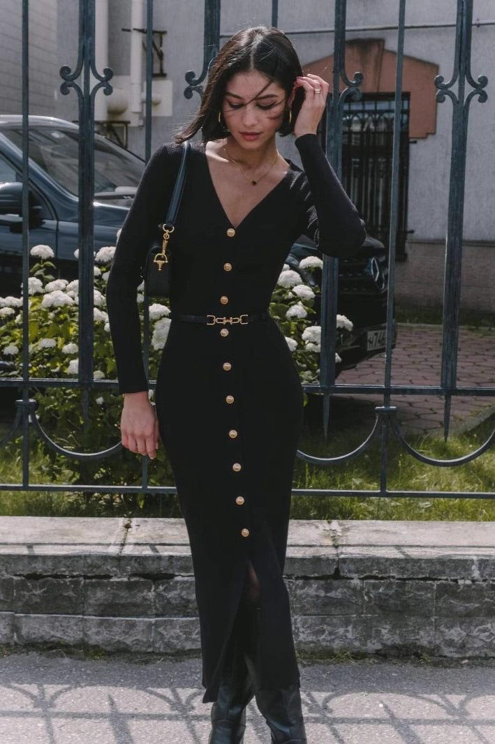 Long Sleeve Button Sweater Dress image 15