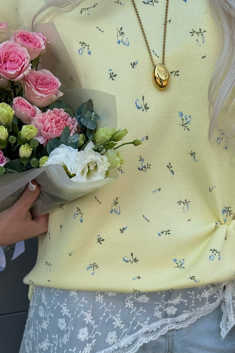 Floral Knit Loose Pullover Blouse image 3