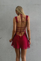 Sexy Chiffon Polka Dot Backless Tie Mini Dress image 2