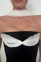 Lace Patch Slim Tube Tank Top image 4