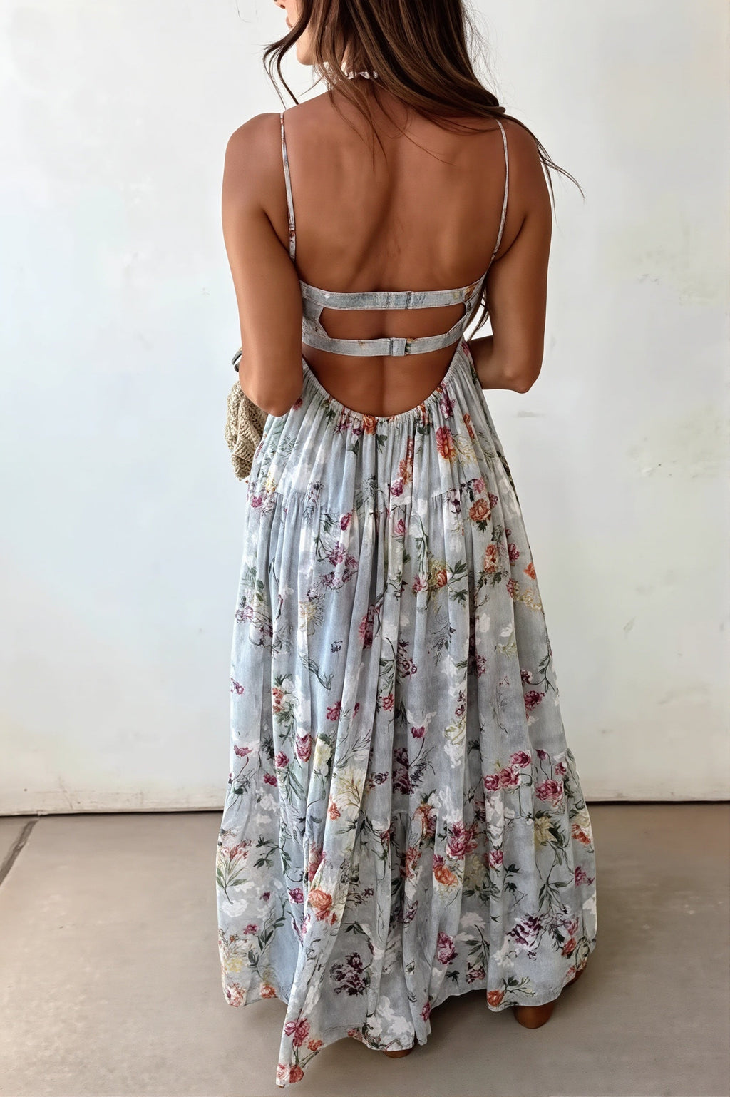 Floral Cami Flowy Swing Long Boho Dress image 3