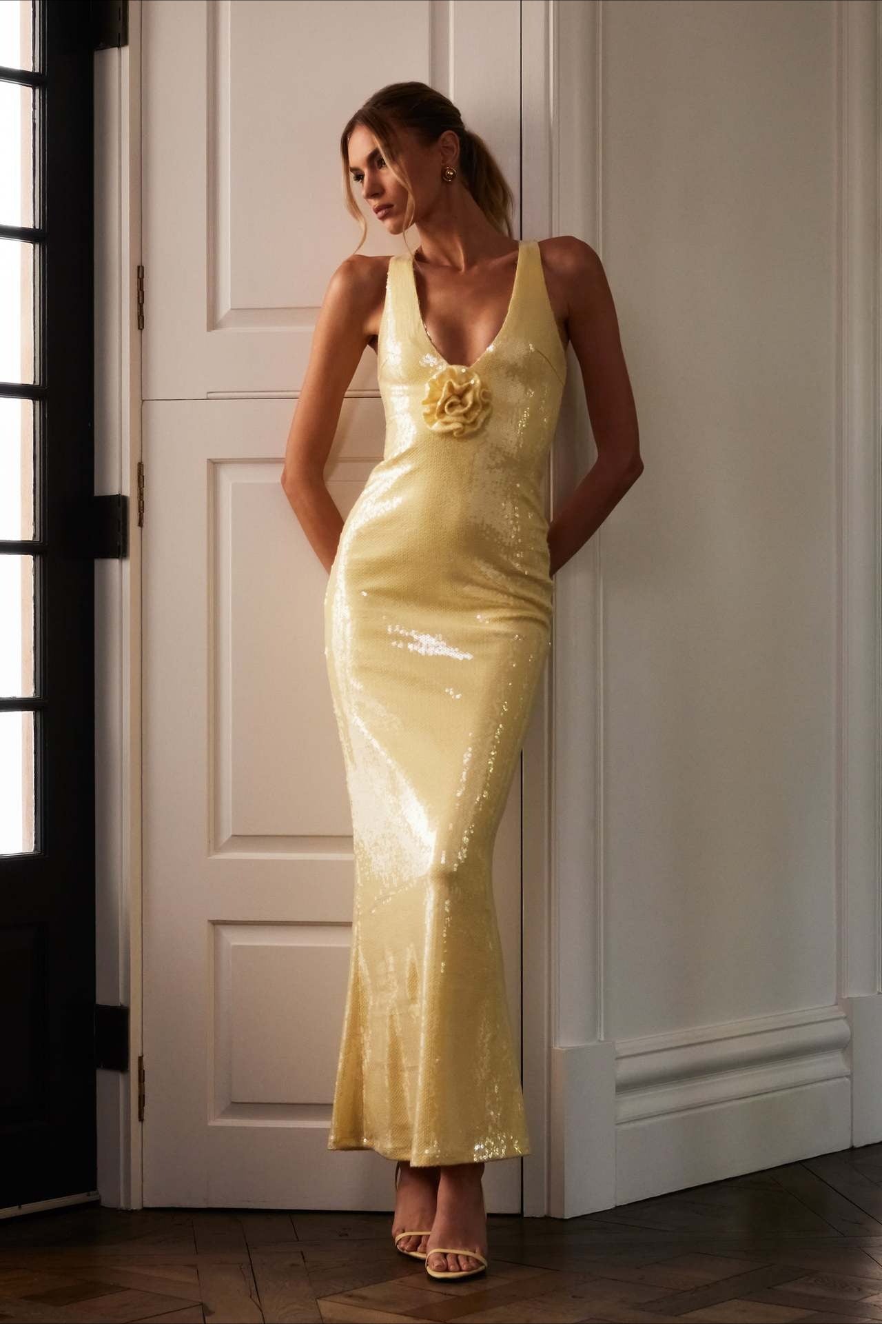 Backless Floral Sequin Maxi Dress image 7
