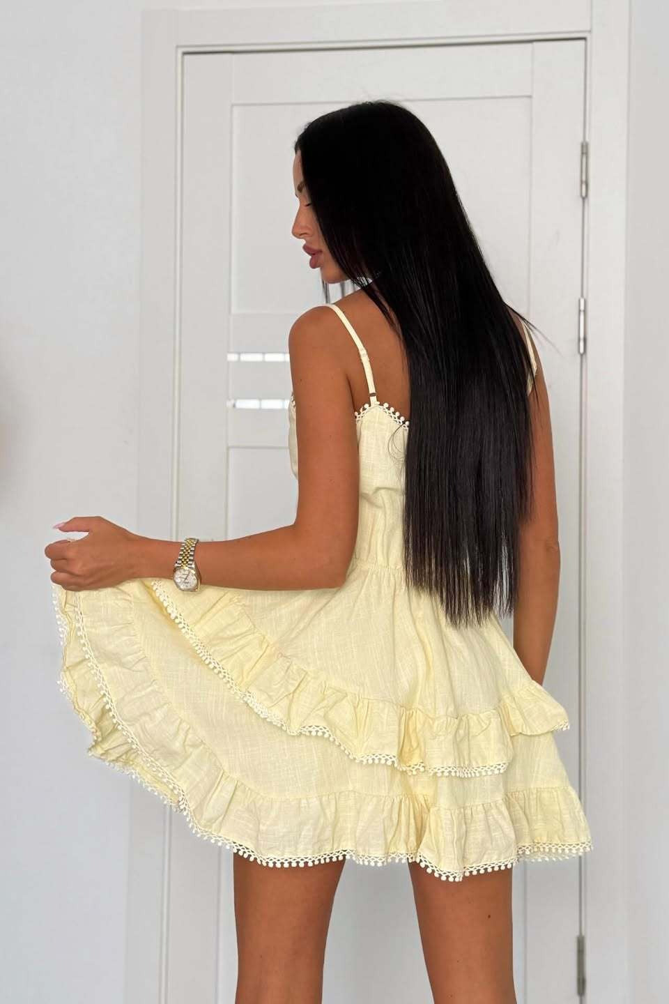 Asymmetric Cami Lace Patchwork Tie Waist Mini Dress image 6