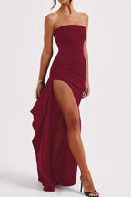 Strapless High Slit Maxi Party Dress image 1