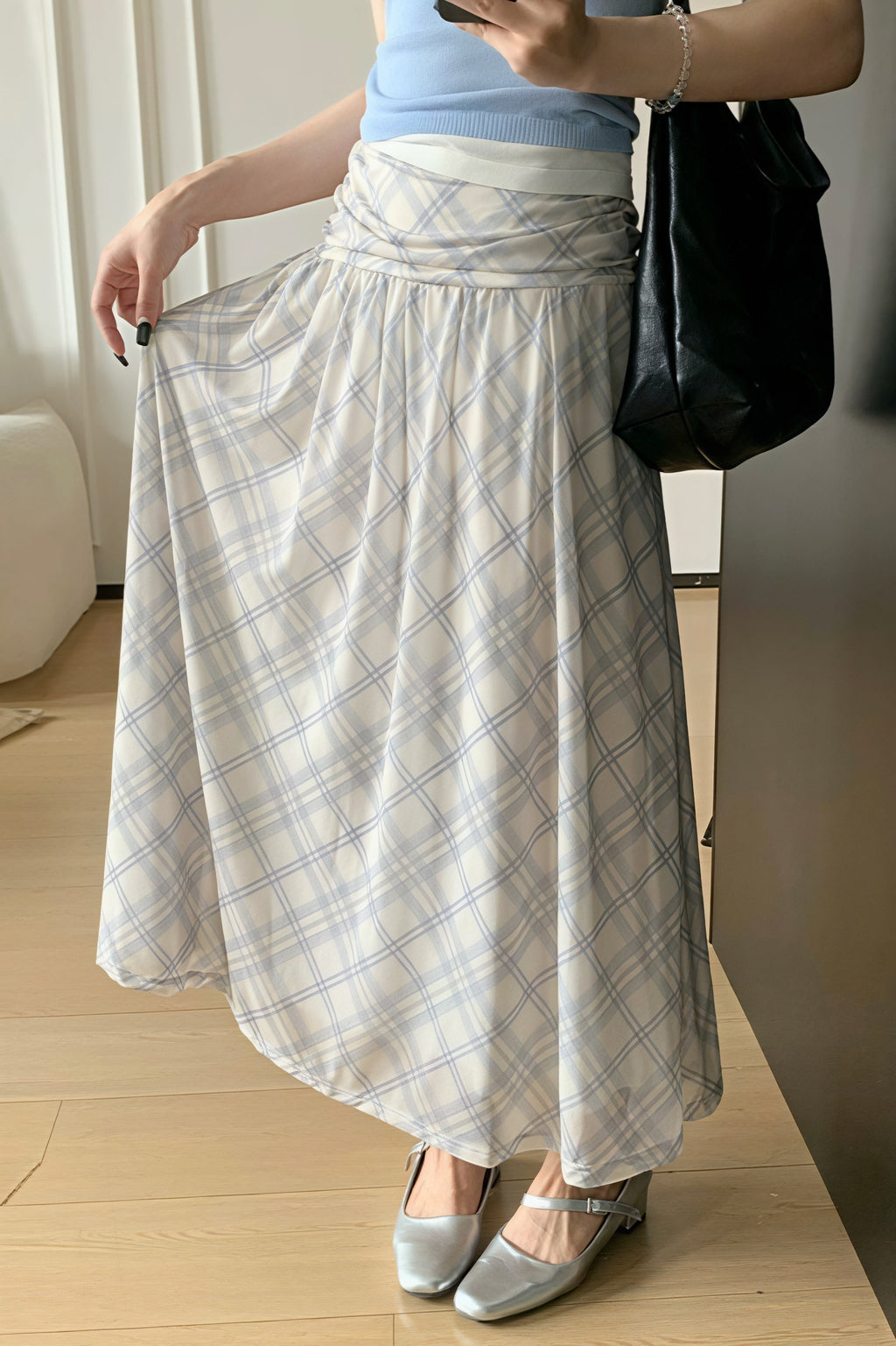 Gentle Plaid Pleated Mesh Skirt image 2