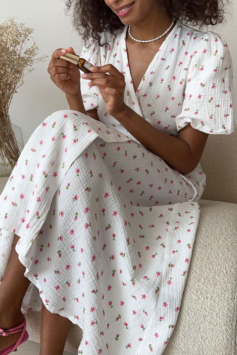 Cotton Printed Puff Sleeve Midi Dress image 9