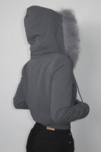 Fur Trim Hooded Zip Waist Jacket image 5