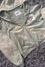 Letter Embroidery Zipper Hoodie image 5