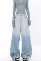 High Waist Draped Gradient Ripped Jeans image 3