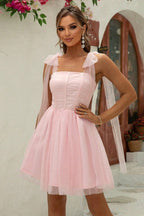 Off-the-shoulder Mesh Lace-up Cocktail Dress image 8