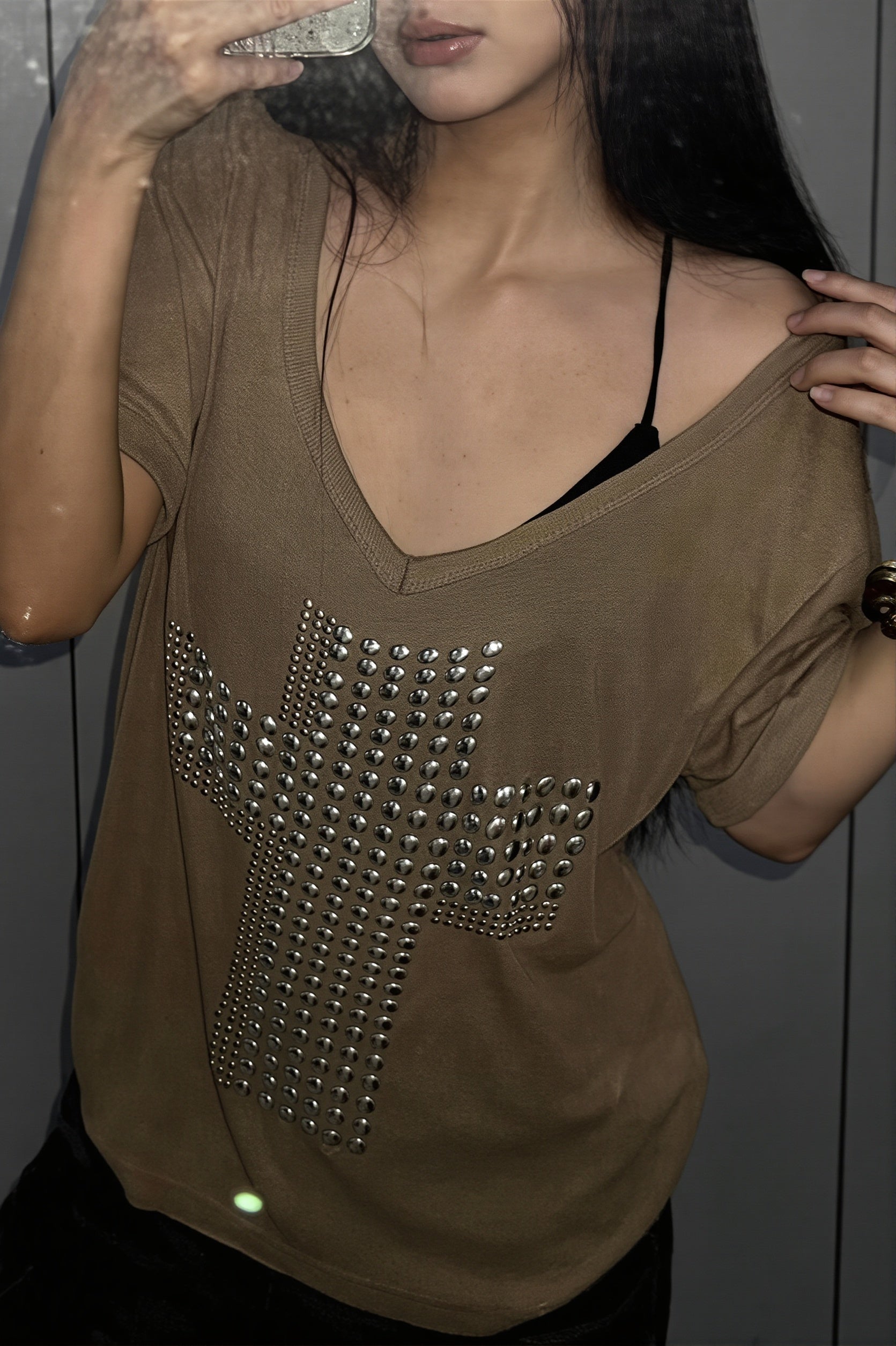 Y2K Copper Cross Print Loose T-Shirt image 4