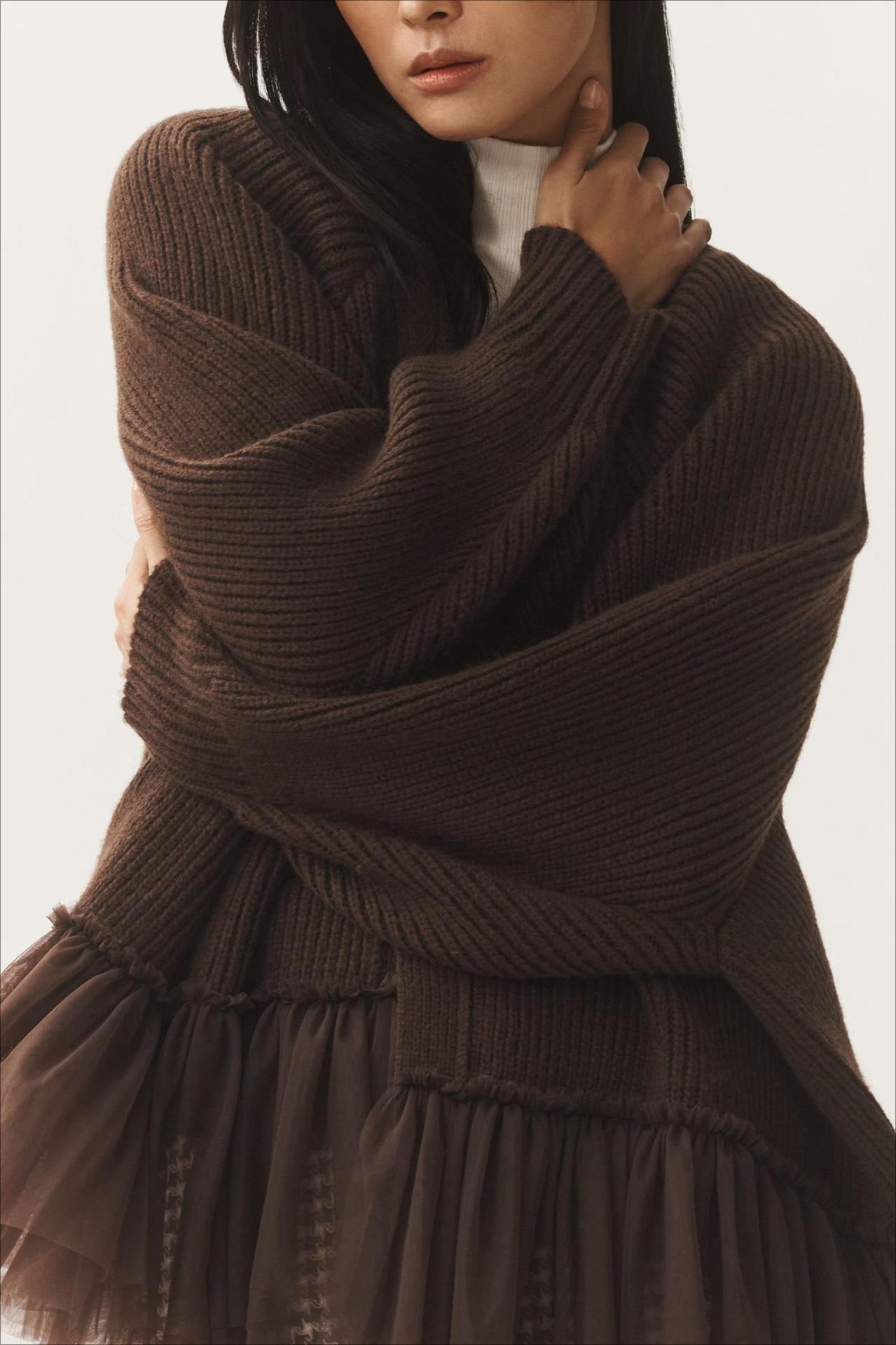 Sheer Ruffle Knit Cardigan image 2