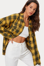 Plaid Stand Collar Button Shirt  Blouse image 25