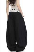 Splice Polka Dot Fold Waist Pants image 7