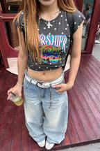 High Waist Embroidered Wide Leg Jeans image 5