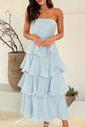 Fashion Strapless Backless Ruffle Tiered Midi Dress image 1