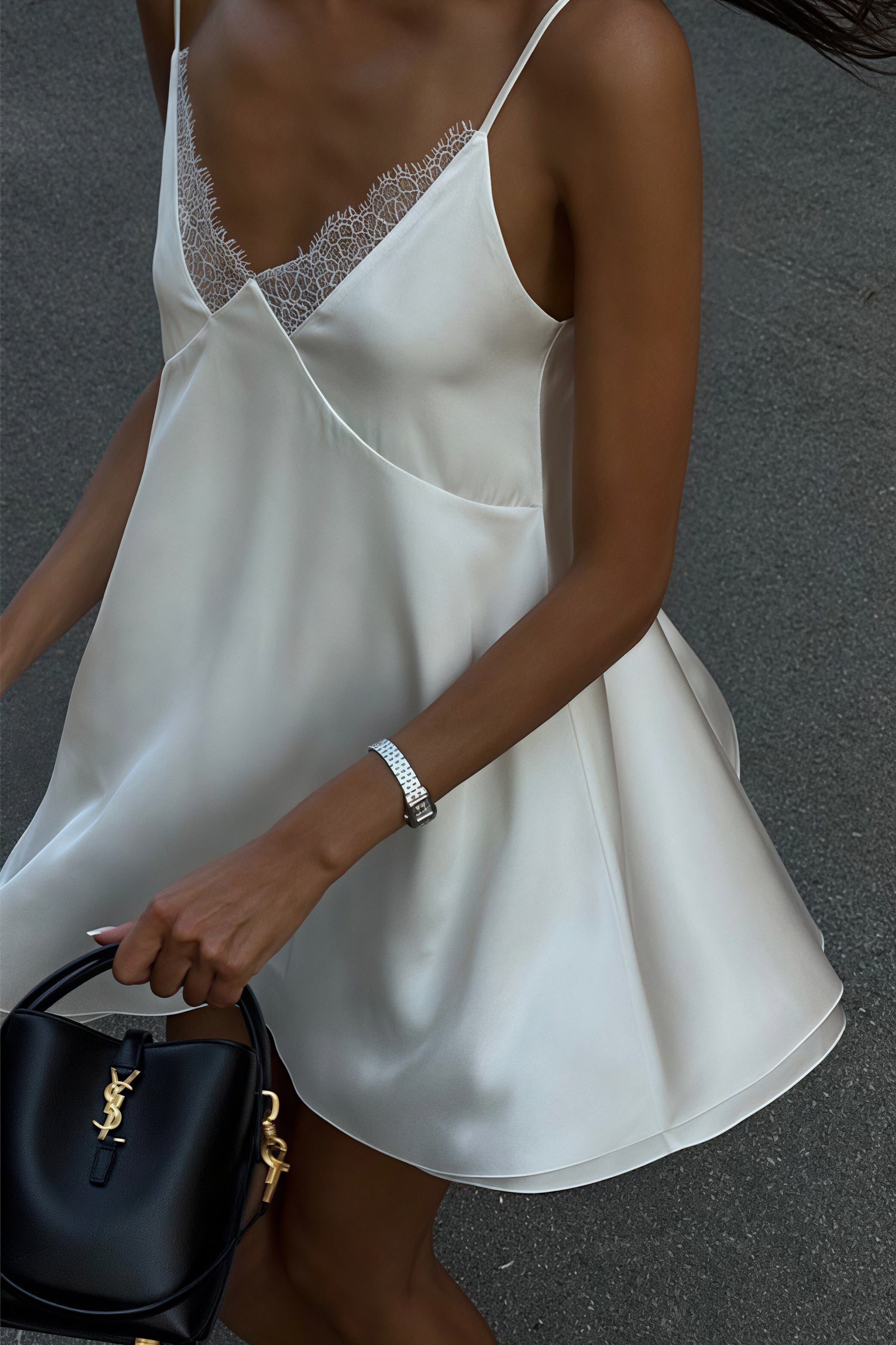 Lace Satin Backless Cami Mini Dress image 3