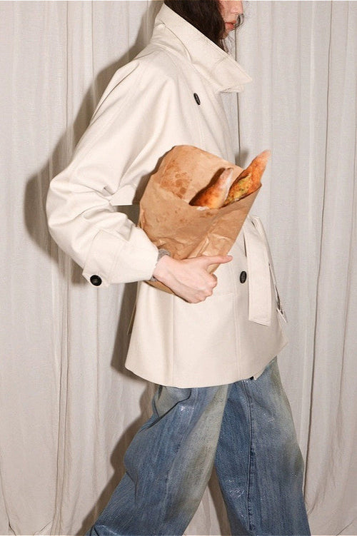 Classic Twill 3D-Silhouette Collared Short Trench Coat image 2