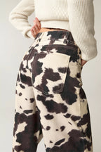 Chic Retro Cow Print Washed Straight Jeans image 4
