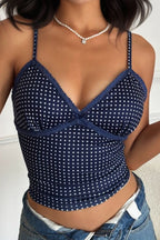 Sexy Polka Dot Color Block Lace Cami Top image 1