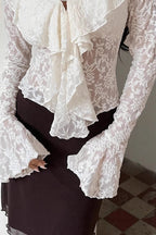 Chic Design White Lace Flare Sleeve Blouse image 4