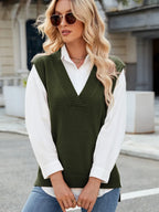 Bianca Sweater Vest detail view styled for Avrienne
