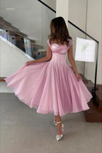 Soft Mesh Waist Flared Prom Dress image 4