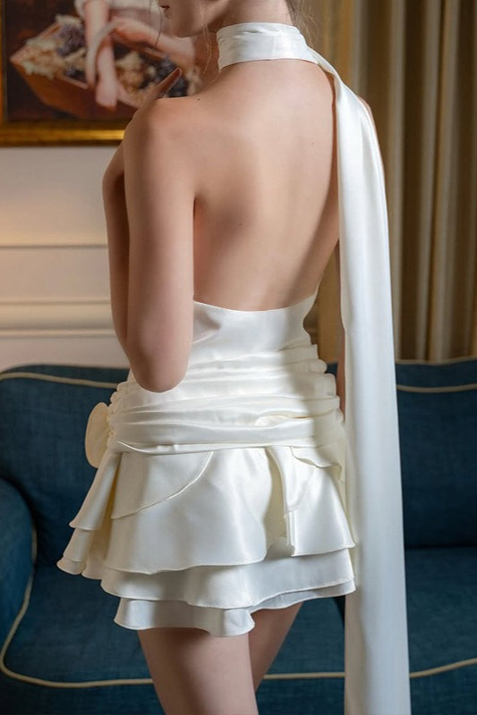 Elegant Satin 3D Floral Cocktail Dress image 8